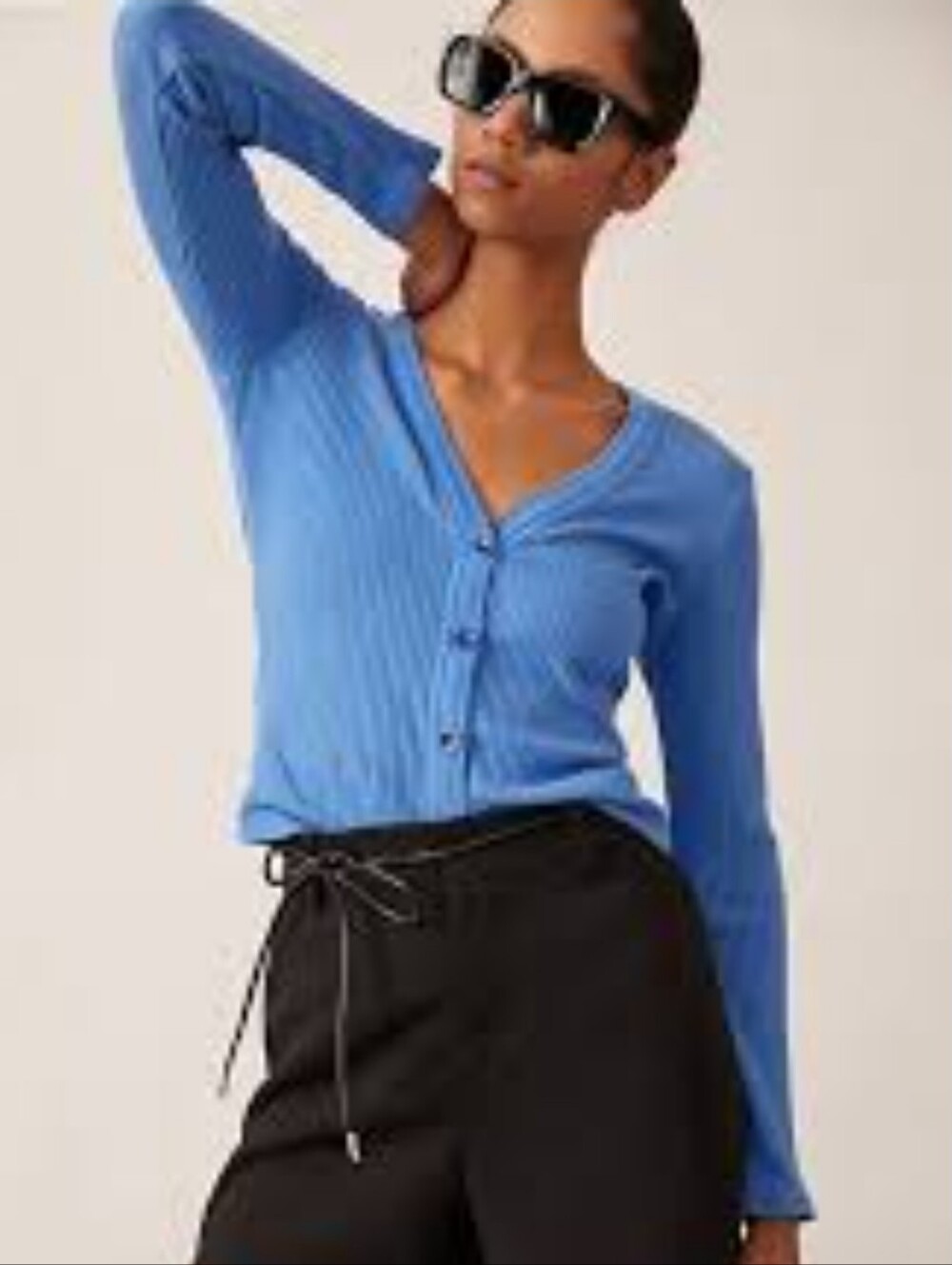 Citizens Of Humanity Freja Ribbed Cardigan Top in Yacht L - Picture 2 of 9